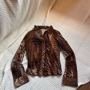 Brown Patterned Women's Top